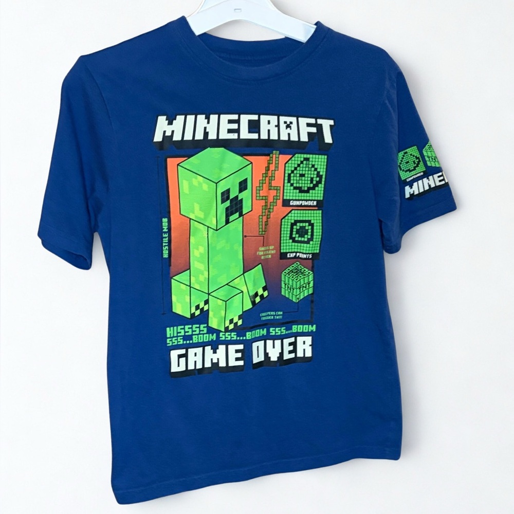 Minecraft Blue Kids Short Sleeve T-Shirt